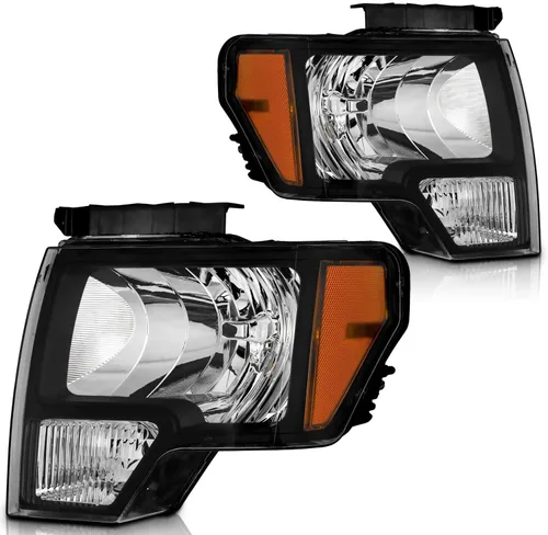WEELMOTO - Conjunto de faros delanteros para Ford F150 2009-2014, lámparas de repuesto de carcasa negra, juego izquierdo + derecho (NO se ajusta a