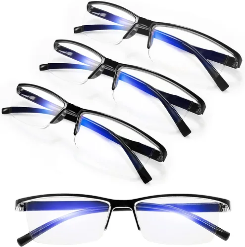 Paquete de 4 lentes de lectura negros 1.0 para hombres y mujeres, con bloqueo de luz azul, lectores de computadora 1.0 1.25 1.5 1.75 2.0 2.25 2.5