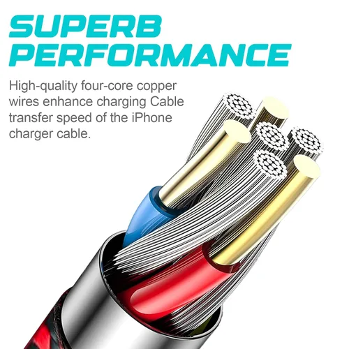 Miniatura 5 de Paquete de 3 cables de carga para iPhone de 6 pies con certificación MFi, trenzados, de carga rápida, duraderos y curvados de 25 K+ para iPhone
