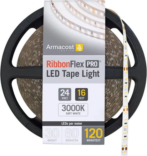 Miniatura 39 de Armacost Lighting RibbonFlex Pro 136230 - Tira de luces LED blancas de 24 V, 120 LED/m, 2700K, 16.4 pies