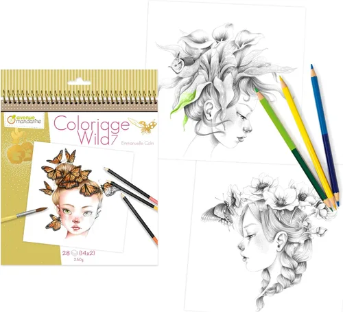 Miniatura 3 de Clairefontaine ES Avenue Mandarine GY134C Libro para Colorear Wild 7, Emmanuelle Colin, 28 Dibujos 7.9 x 7.9 in, Papel Certificado PEFC para Lápices