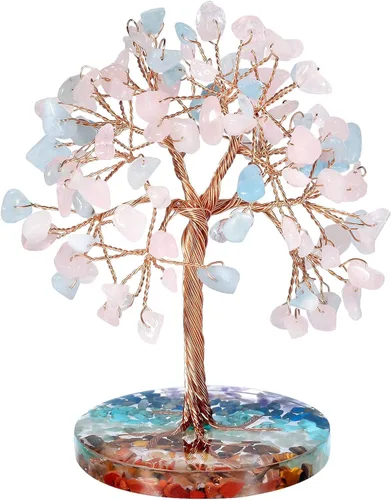 Miniatura 11 de Nupuyai Árbol de cristal de cuarzo curativo natural hecho a mano con base de resina de piedras redondas de chakras, alambre de cobre, bonsái