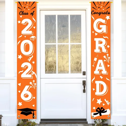 Miniatura 7 de Cartel de graduación para porche, letrero de clase, banderas colgantes de felicitaciones, escuela secundaria, universidad, fiesta, decoración