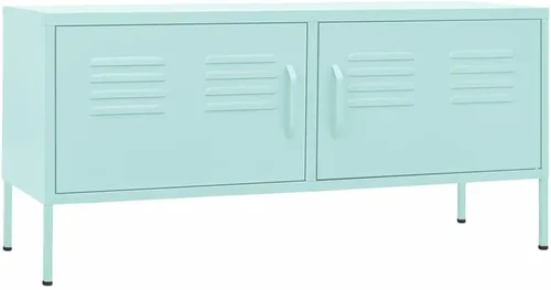 Miniatura 2 de Armario de almacenamiento de metal para TV con 2 puertas y un estante en el interior, aparador de almacenamiento, soporte de TV, consola multimedia