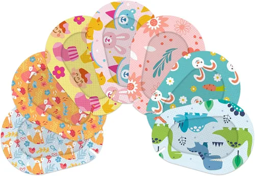 Parches adhesivos para los ojos para niños, 70 unidades, bloqueo de luz, lindo diseño, vendajes adhesivos transpirables para niños pequeños