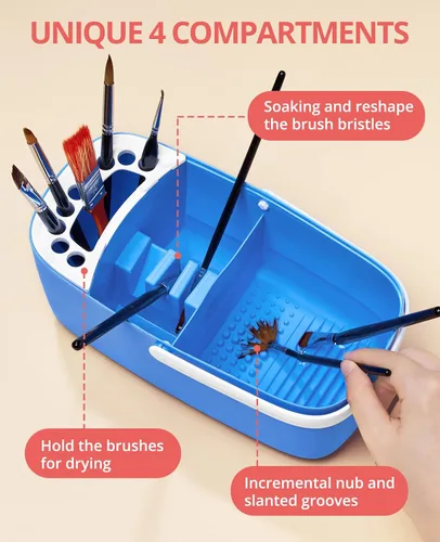 Miniatura 2 de GAMENOTE Limpiador de Pinceles de Pintura - Soporte de Pinceles con Paleta y Asa, Enjuagador para Pinturas Acrílicas, de Acuarela y a Base de Agua