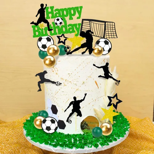 Miniatura 3 de 31 piezas de decoración de pastel de fútbol jugador de pelota de fútbol decoración para fútbol fútbol temática cumpleaños (negro)
