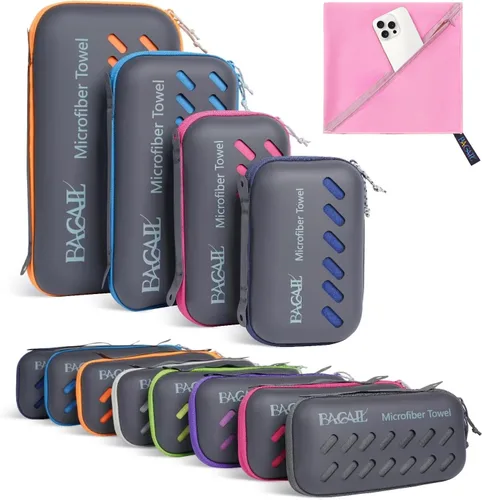 Miniatura 25 de BAGAIL - Toalla de camping con funda de EVA, toalla de viaje de microfibra compacta y ultrasuave, toalla de viaje súper absorbente y ligera de Gris