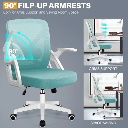 Miniatura 8 de FelixKing Silla de Oficina - Silla de Escritorio Ergonómica de Malla Transpirable para Tareas con Ruedas y Soporte Lumbar, Sillas de Oficina