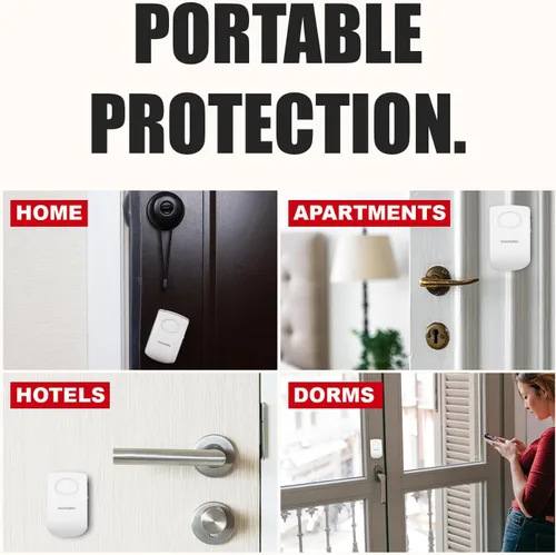 Miniatura 5 de Securityman Alarma de manija de puerta con vibración de 130 dB activada por alarma de puerta portátil cuando se abre, perfecta para niños, niños