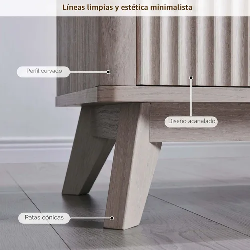 Miniatura 5 de OKD Soporte de TV acanalado moderno de mediados de siglo de 70 pulgadas, centro de entretenimiento, aparador, consola multimedia para sala de estar