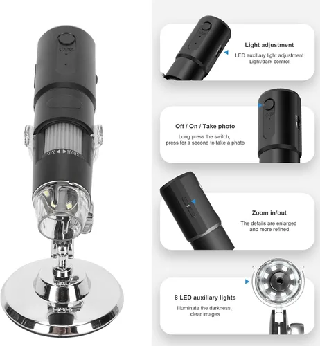 Miniatura 2 de Microscopio portátil, USB 50X a 1000X Microscopio electrónico Microscopio Digital, Lupa de microscopio giratorio de 360 grados, Microscopio