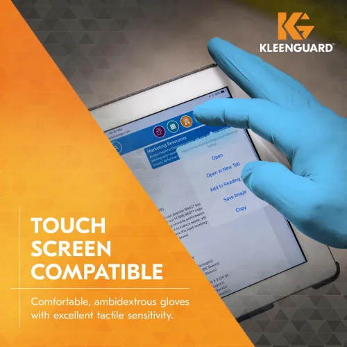 Miniatura 5 de Kleenguard™ G10 Comfort Plus™ - Guantes de nitrilo azules (54185), 4 mil, ambidiestros, compatibles con pantalla táctil, XS (100 guantes/caja)
