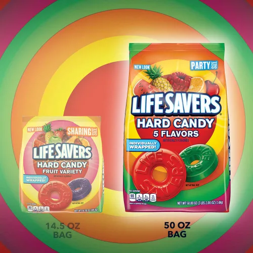 Miniatura 5 de LIFE SAVERS Bolsa de caramelos duros de 5 sabores, caramelos duros envueltos individualmente para bolsas de regalos, viajes por carretera