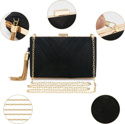 Miniatura 4 de Bolso de mano para mujer, bolso de noche con flecos, bolso de mano para mujer, bolso de mano de boda, bolso de mano con cadena, bolso cruzado