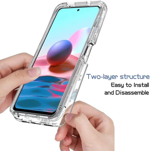 Miniatura 4 de Funda para Redmi Note 10 (4G)/Redmi Note 10S con protector de pantalla de vidrio templado, carcasa rígida de diseño floral de cuerpo completo +