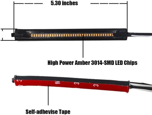 Miniatura 3 de Juego de 2 barras de luz LED flexibles ámbar para horquilla, señal intermitente DRL, luz de circulación diurna, impermeable, ajustables, kit