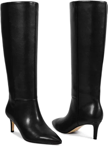 Miniatura 10 de wetkiss Botas altas hasta la rodilla para mujer, con tacón de gatito y diseño de punta puntiaguda, clásicas y sexys