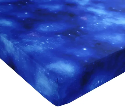 Miniatura 3 de SDIII Juego de sábanas ajustadas azules de 3 piezas tamaño individual, ropa de cama en una bolsa, ropa de cama Galaxy tamaño individual ajustada