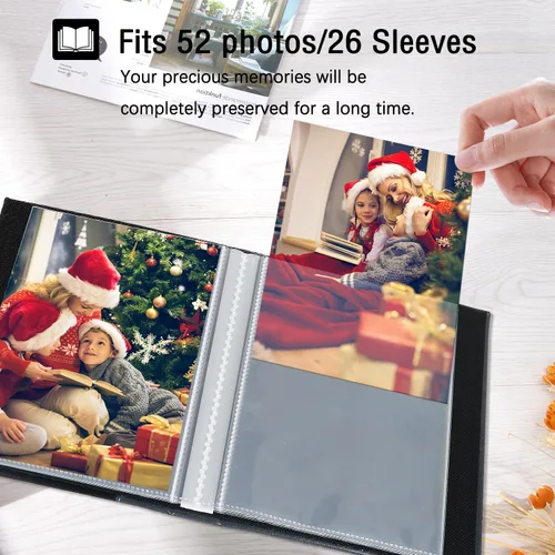 Miniatura 4 de Artmag Álbum de fotos pequeño de 4 x 6 pulgadas, cada paquete con 50 páginas transparentes con capacidad para 50 fotos verticales para fotos de 4 x