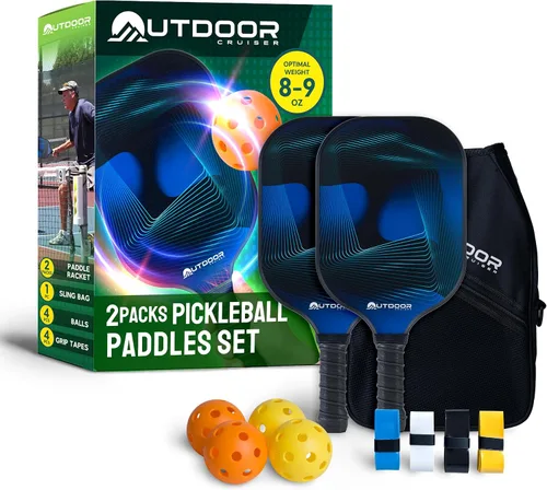 Outdoor Cruiser Pickleball Paddle Set – Aprobado por USAPA, palas de fibra de vidrio de primera calidad con agarre ligero que absorbe los golpes,
