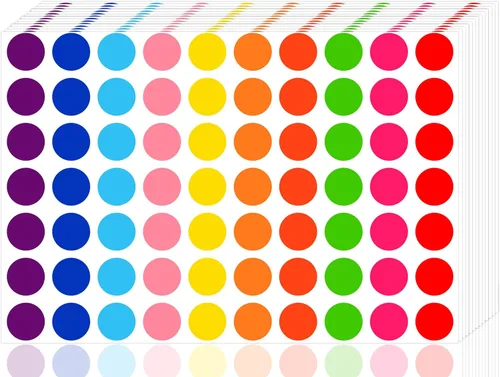 7000 calcomanías de puntos, etiquetas circulares de codificación de colores de 3/4 pulgadas, 10 calcomanías circulares de colores para oficina,