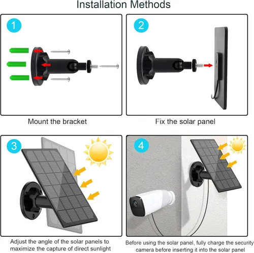 Miniatura 3 de Panel solar para cámara exterior, cargador solar resistente al agua IP66, suministro de energía solar continuo para cámaras de seguridad, con cable