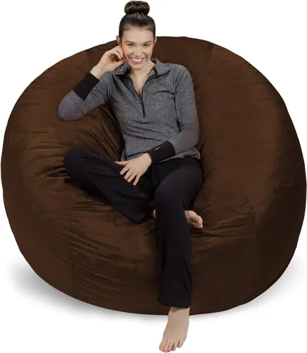 Miniatura 43 de Sofa Sack Funda para silla puff solamente, sin relleno, cómoda funda de repuesto para silla redonda, 5 pies, color carbón Carbón - Solo funda