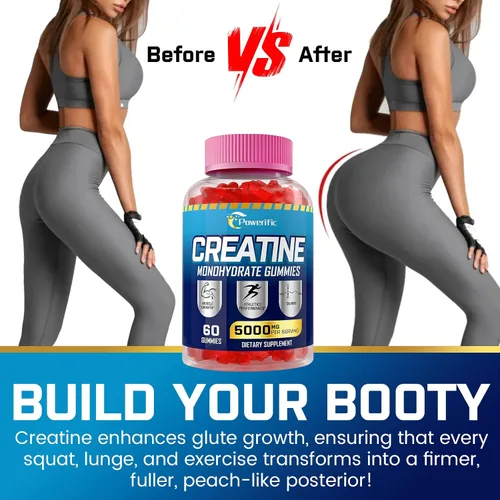 Miniatura 6 de Gomitas de monohidrato de creatina, creatina para mujeres y hombres, gomitas de monohidrato de creatina preentrenamiento con taurina, vitamina B6