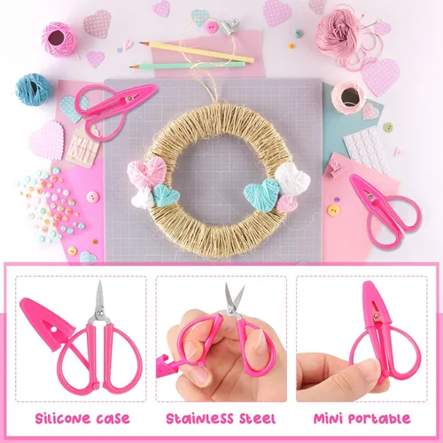 Miniatura 3 de Tijeras pequeñas de viaje de 3 piezas pequeñas tijeras portátiles para coser tijeras artesanales con cubierta para mujeres y niñas, hilo de tela