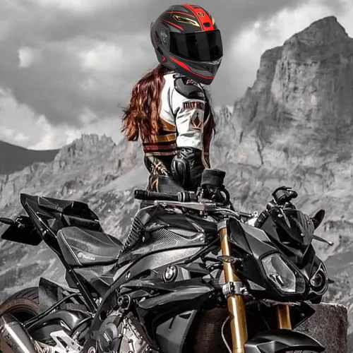 Miniatura 7 de Casco modular Bluetooth para motocicleta, certificado DOT, abatible, de cara completa, antivaho, doble máscara, casco de motocicleta de calle