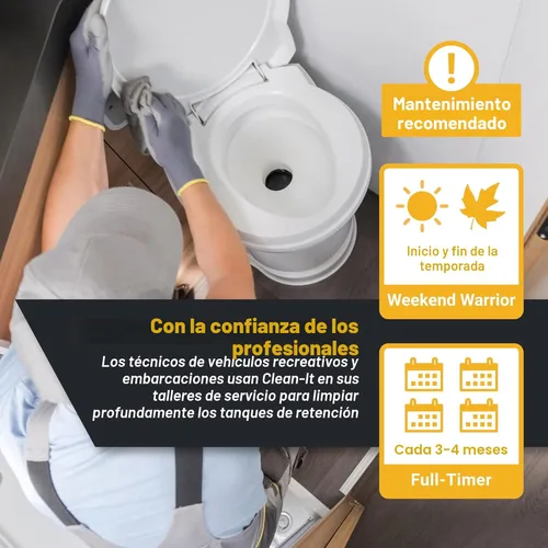 Miniatura 5 de Unique Limpiador Líquido para Tanque Negro de RV Clean-It - Resetea Efectivamente los Tanques Negros Sucios de RV - Elimina Olores y Residuos (32 oz)