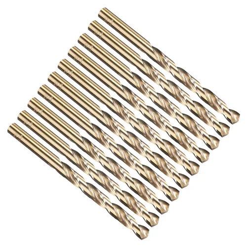 Miniatura 98 de PATIKIL Broca Jobber de 0.039 in, vástago recto M35 cobalto 5% acero de alta velocidad 135° acabado dorado para metal duro de acero inoxidable - 2