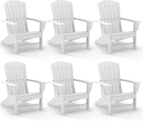 Miniatura 17 de GREENVINES Juego de 4 sillas Adirondack Plástico de polietileno de alta densidad Silla para hoguera de gran tamaño Todo tipo de clima Aqua
