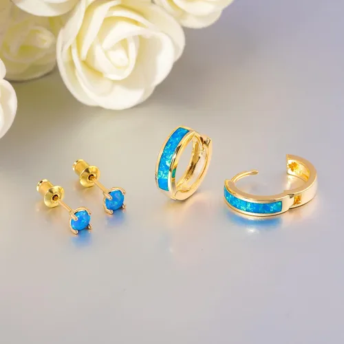 Miniatura 159 de CiNily Aretes Huggie de ópalo con bisagras, chapados en oro, hipoalergénicos, pequeños aretes de aro para mujeres, adolescentes, niñas, hombres