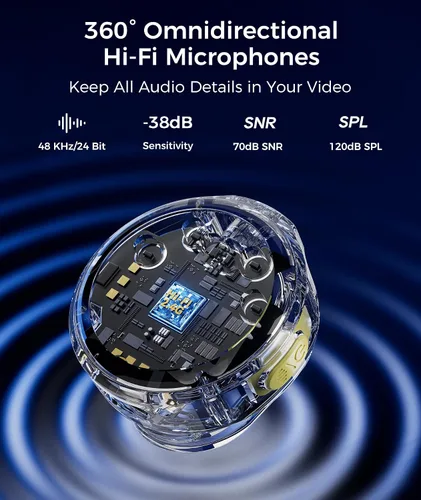 Miniatura 3 de Micrófono Lavalier inalámbrico para teléfonos iPhone y Android, reducción de ruido y audio de alta fidelidad y duración de 24 horas y rango de 164.0