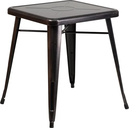 Miniatura 5 de Flash Furniture Prince - Mesa cuadrada de metal plateado para interiores y exteriores de 23.75 pulgadas de grado comercial