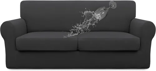 Miniatura 68 de Easy-Going Funda de sofá 100% impermeable doble de 3 piezas, elástica, suave, para perros, para sofá de 2 cojines separados, protector de muebles a