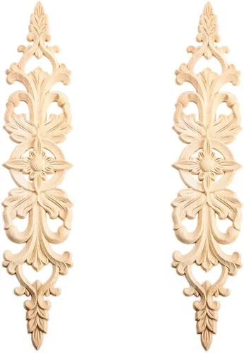 Miniatura 12 de MUXSAM 1 apliques largos tallados en madera para muebles, calcomanías de tallado de madera sin pintar para pared, armario, espejo, repisa, puerta, 1