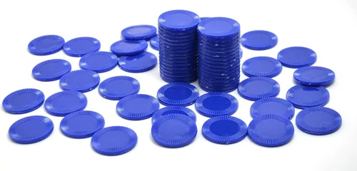 Miniatura 7 de Smartdealspro 64 unidades de 1.260 in/1.26 pulgadas de plástico opaco para contadores de aprendizaje, mini fichas de póquer con caja de Azul oscuro