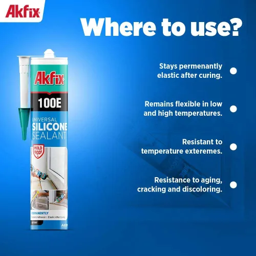 Miniatura 5 de Akfix 100E RTV - Calafateo de silicona gris (12 x 10.1 onzas líquidas), sellador de silicona 100% impermeable para cocina y baño, ducha, bañera