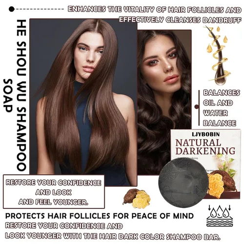 Miniatura 7 de 3 barras de champú para oscurecer el cabello, barra de champú oscuro para cabello gris, jabón de champú para hombres y mujeres