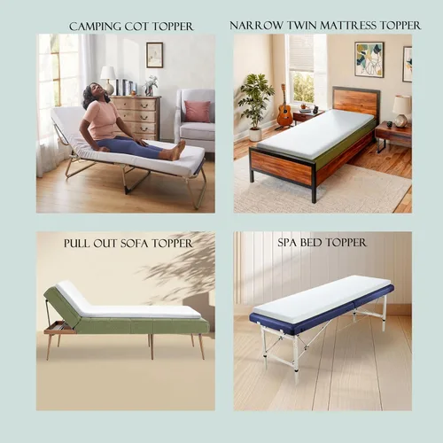 Miniatura 4 de Jamdok Cubrecolchón para cuna de 3 pulgadas, cojín estrecho de espuma individual para camping, sofá cama, silla extraíble, portátil, almohadilla