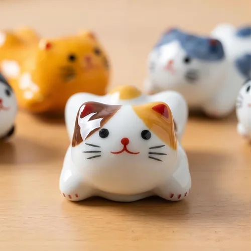 Miniatura 8 de Juego de 5 palillos para gatos, soportes para pinceles de pintura china, porcelana de estilo japonés, soporte para palillos de cerámica para cena