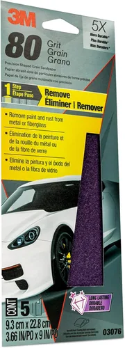Miniatura 2 de Papel de lija de alto rendimiento 3M, 03076, grano 80, 3 2/3 x 9 pulgadas, 5 hojas por paquete