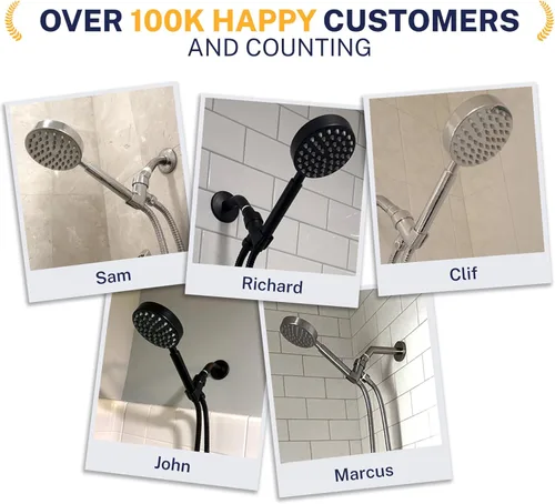 Miniatura 7 de HammerHead Showers® Cabezal de ducha de mano de metal sólido, cromado, cabezales de ducha de alta presión de 2.5 GPM, varita rociadora de 4 Cromo