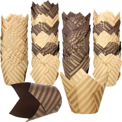 Chengu 400 forros de tulipanes para cupcakes para hornear, moldes de tulipán para muffins, envoltorios a prueba de grasa para tazas de hornear para