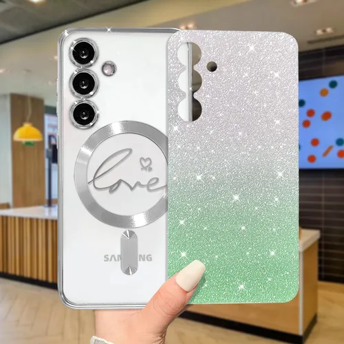 Miniatura 26 de ZONRW - Funda para Samsung Galaxy S22 Ultra magnética, para mujeres y niñas, cubierta trasera suave, lujosa, con corazón de amor, bling, degradado
