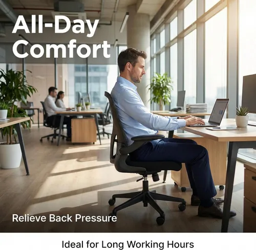 Miniatura 22 de Silla de oficina ergonómica con soporte lumbar, silla de escritorio de malla de respaldo alto con brazos abatibles, silla de trabajo ajustable