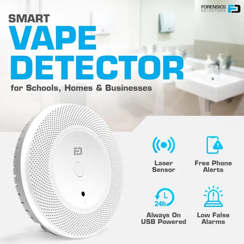 Miniatura 2 de Detector de Vapeo de Forensics para Escuelas, Hogar, Hoteles, Negocios Alarmas de Celular WiFi Sensor Super Sensible de Dispersión Láser